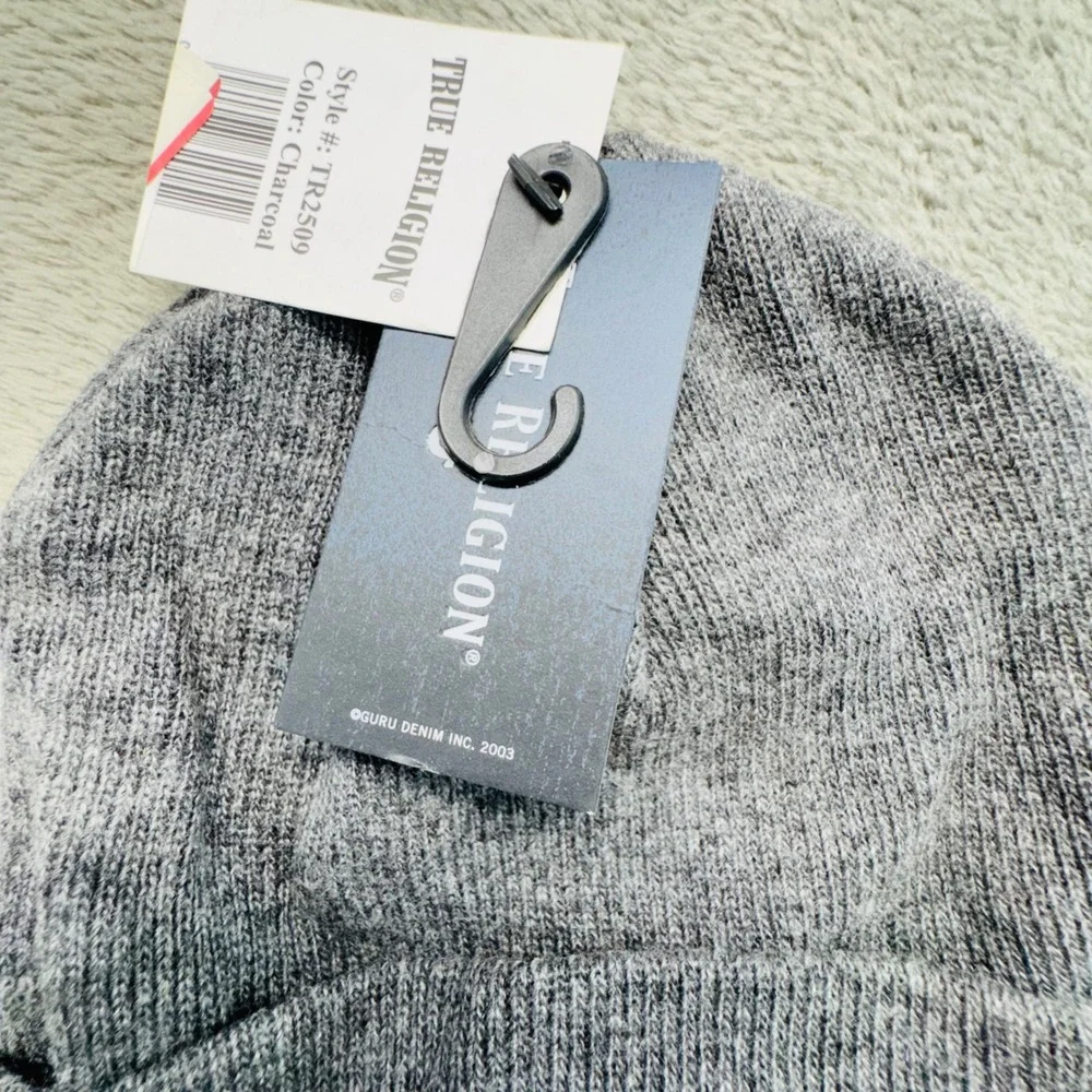 True‎ Religion Mens Charcoal Gray Beanie Hat TR2509 OSFA Ribbed Cuff